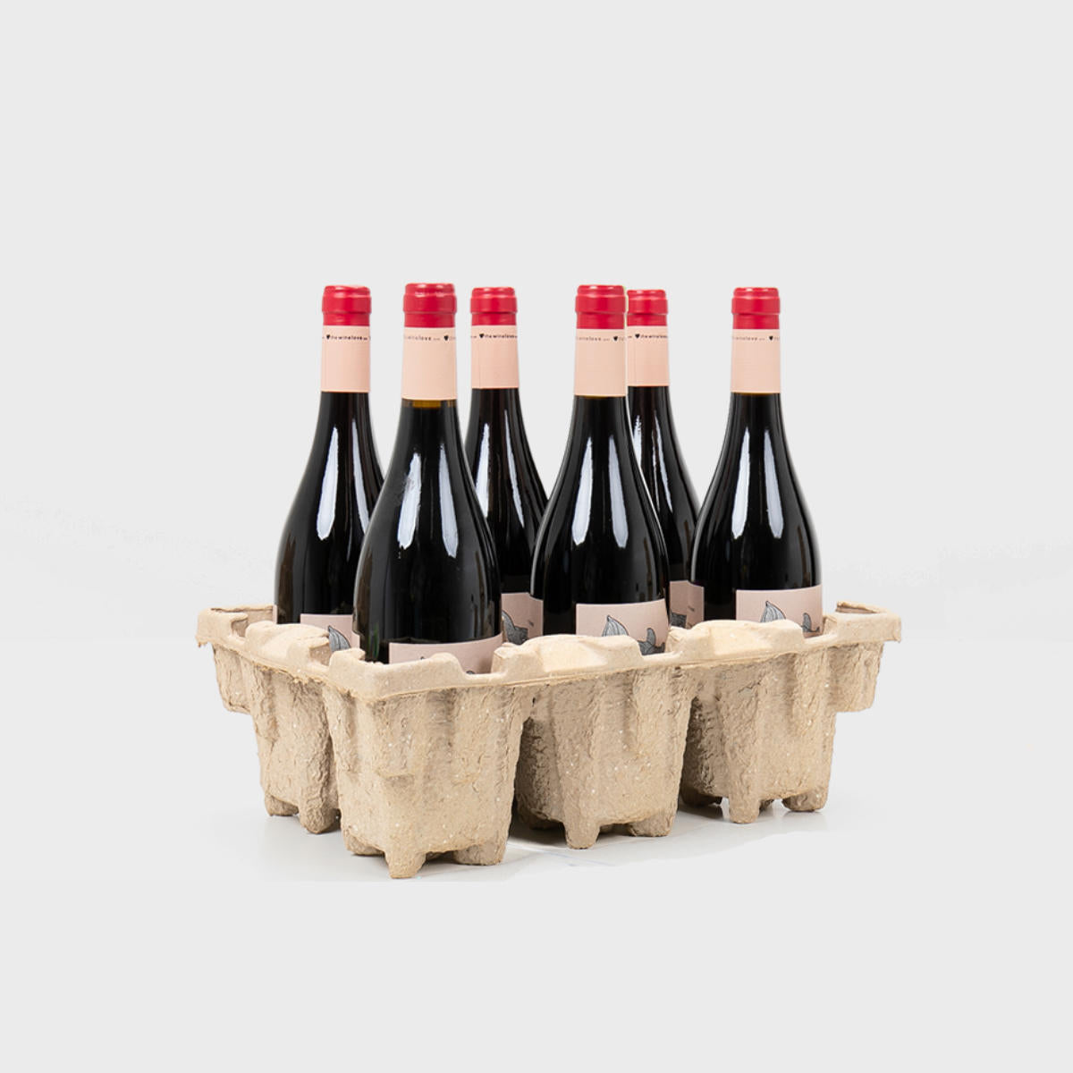 6 bottle Pulpsafe shipping box from thick, impact-resistant inner for bottle security.