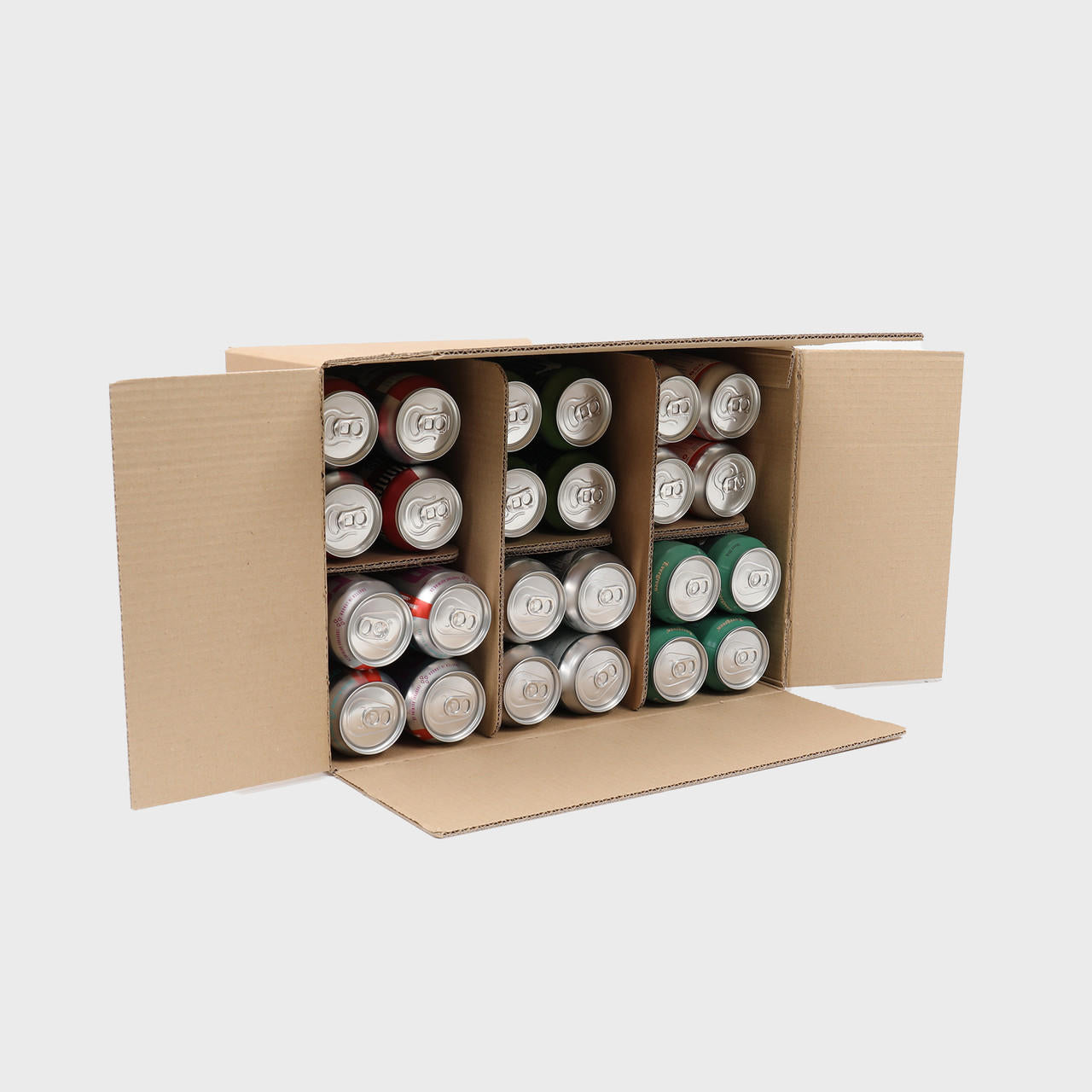 24 330/440ml Can shipping box from thick, impact-resistant inner for bottle security.