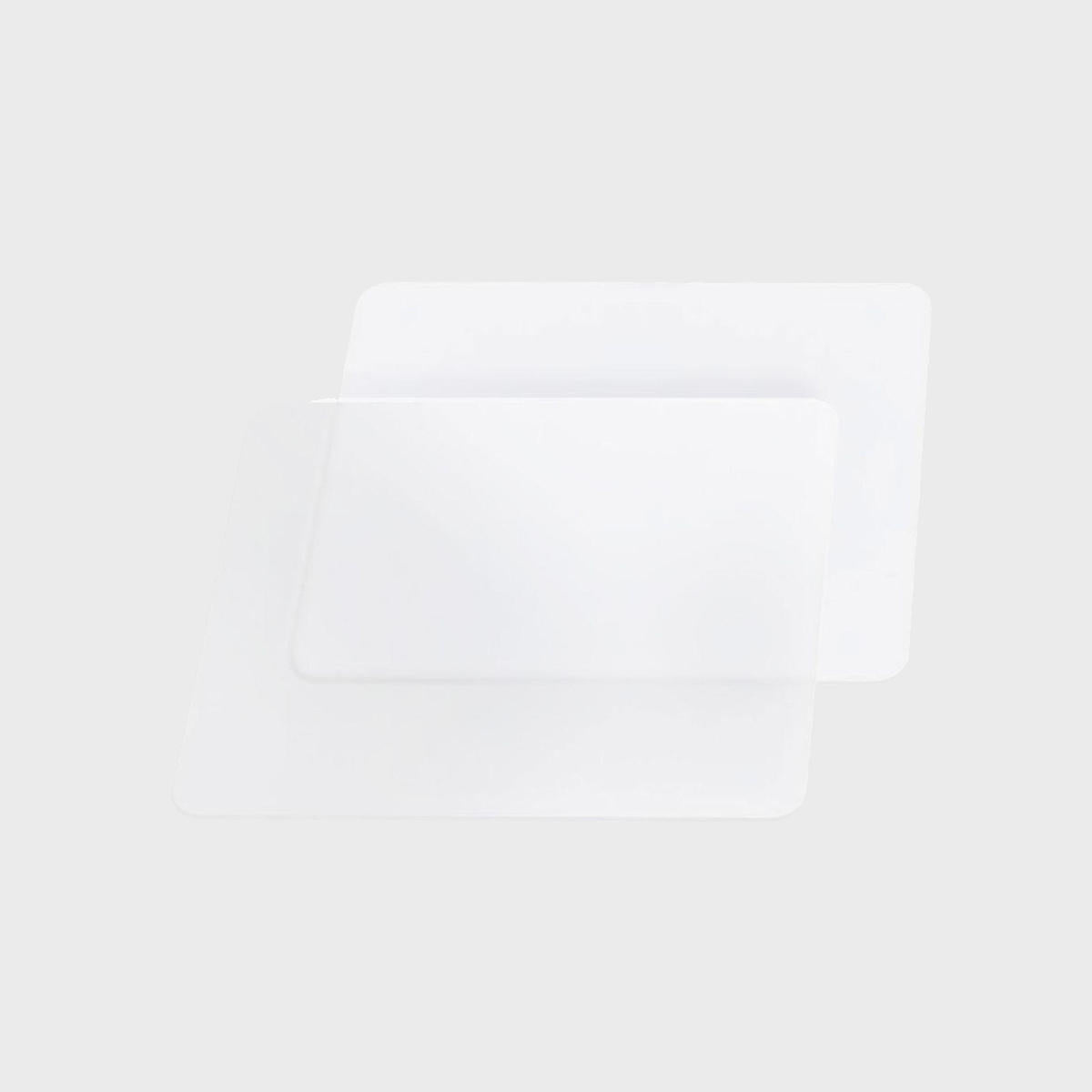 Reversible frosted signage tags with a clean surface for visible retail messaging.