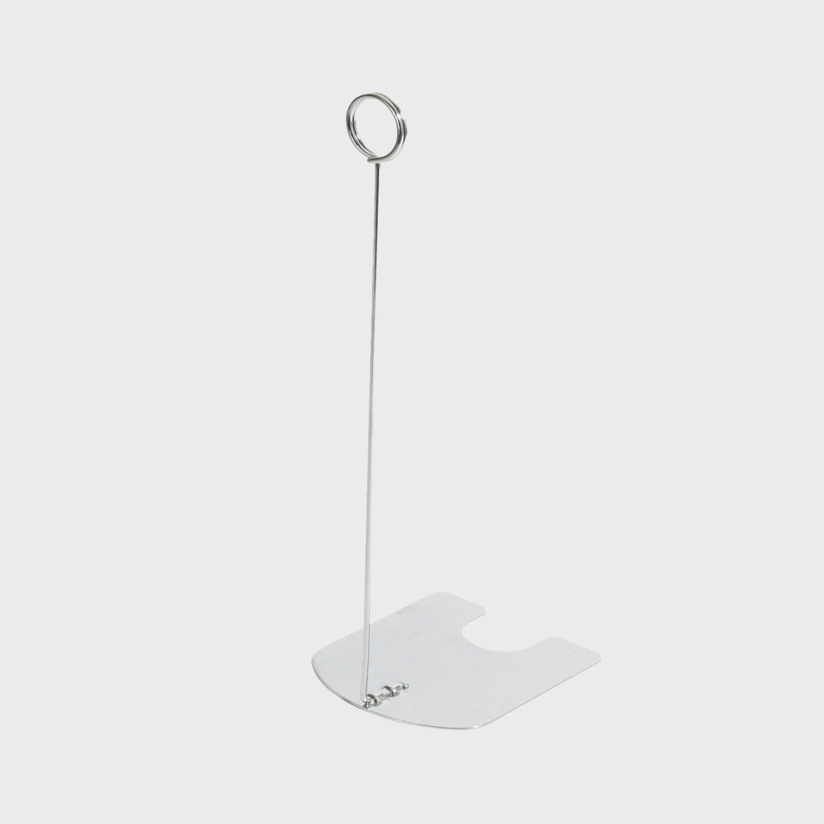 Iron plated chrome ticket holder with a clean surface for visible retail messaging.