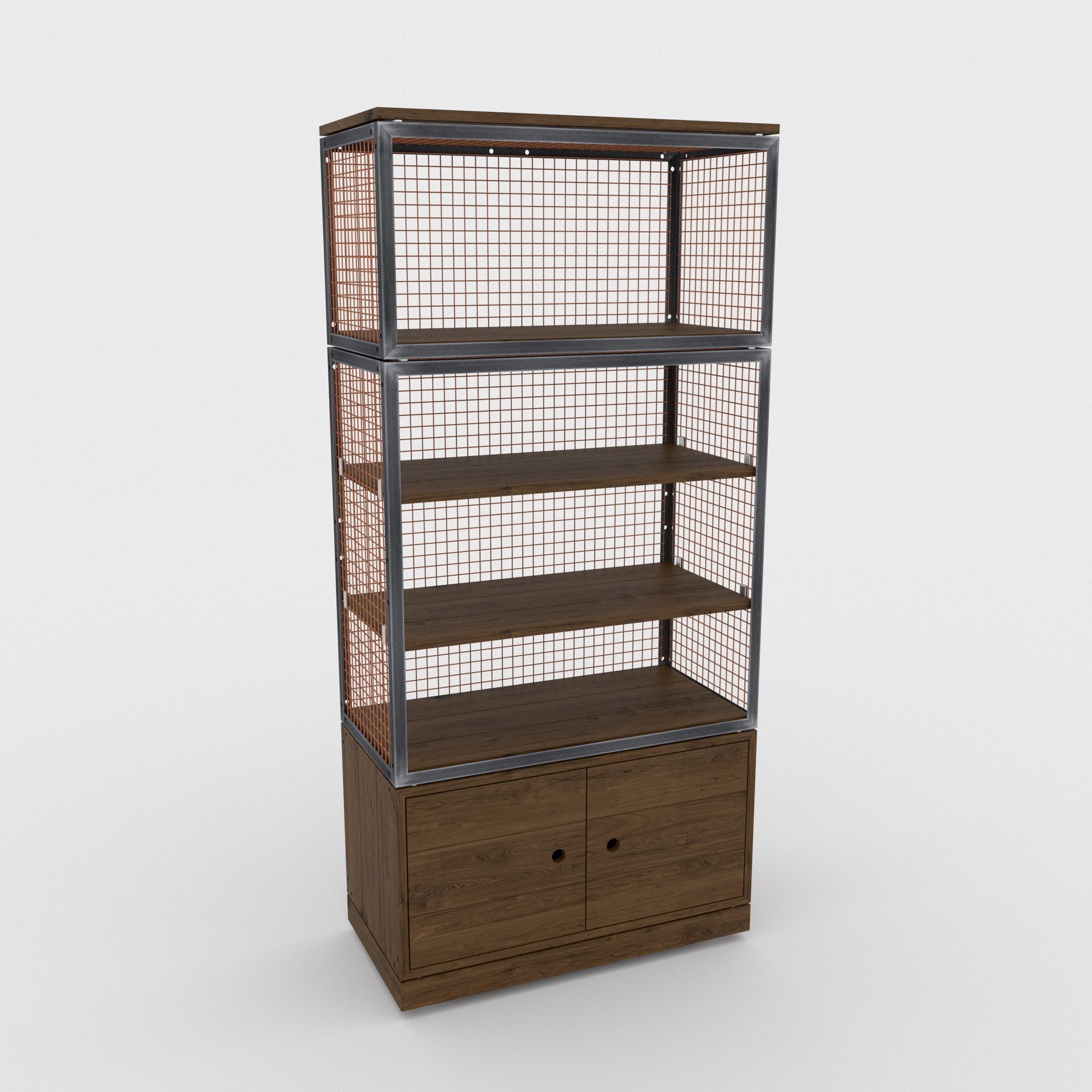 BRIX tall shelving with storage dark wood featuring a heavy-duty modular geometric profile layout.