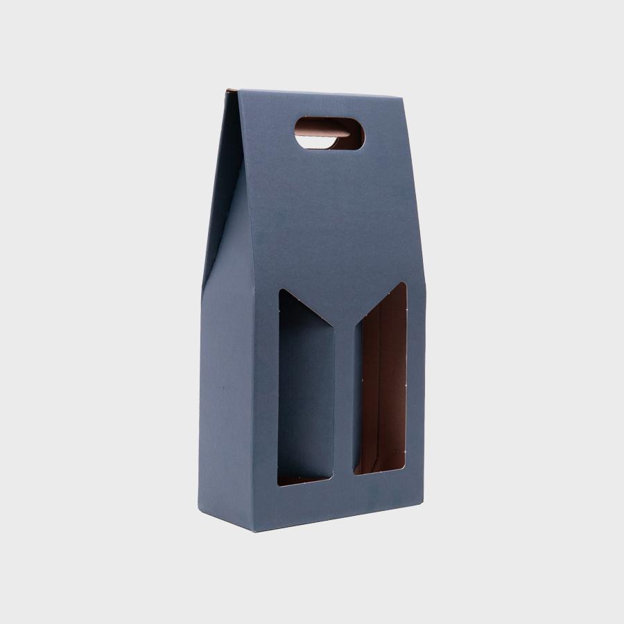 2 Bottle gift box with windows from high-density rigid paperboard.