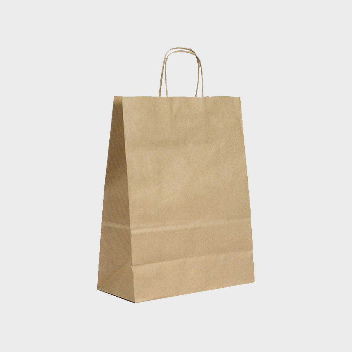 Ribbed kraft paper bag with twist handles.