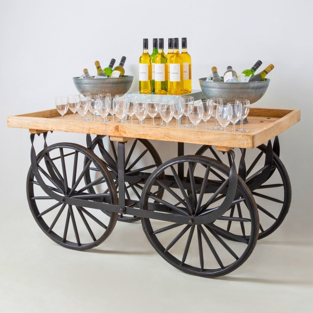 Large wooden market cart