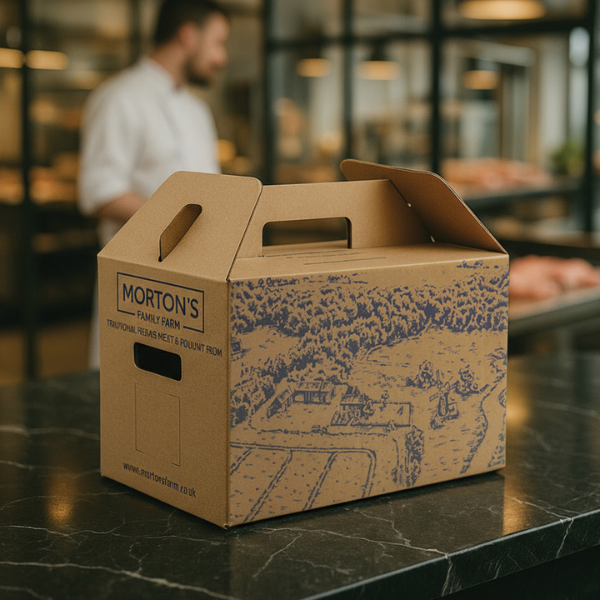 Branded meat hamper box.