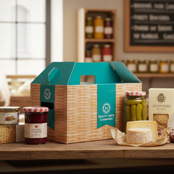 Hamper box with a wicker-feel print