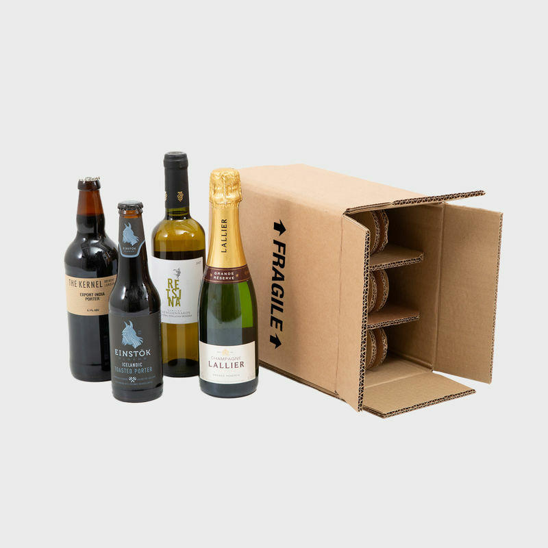 6 Bottle 330ml or 500ml Beer or Half Wine Budget Shipping Box pk 12 BB6HB