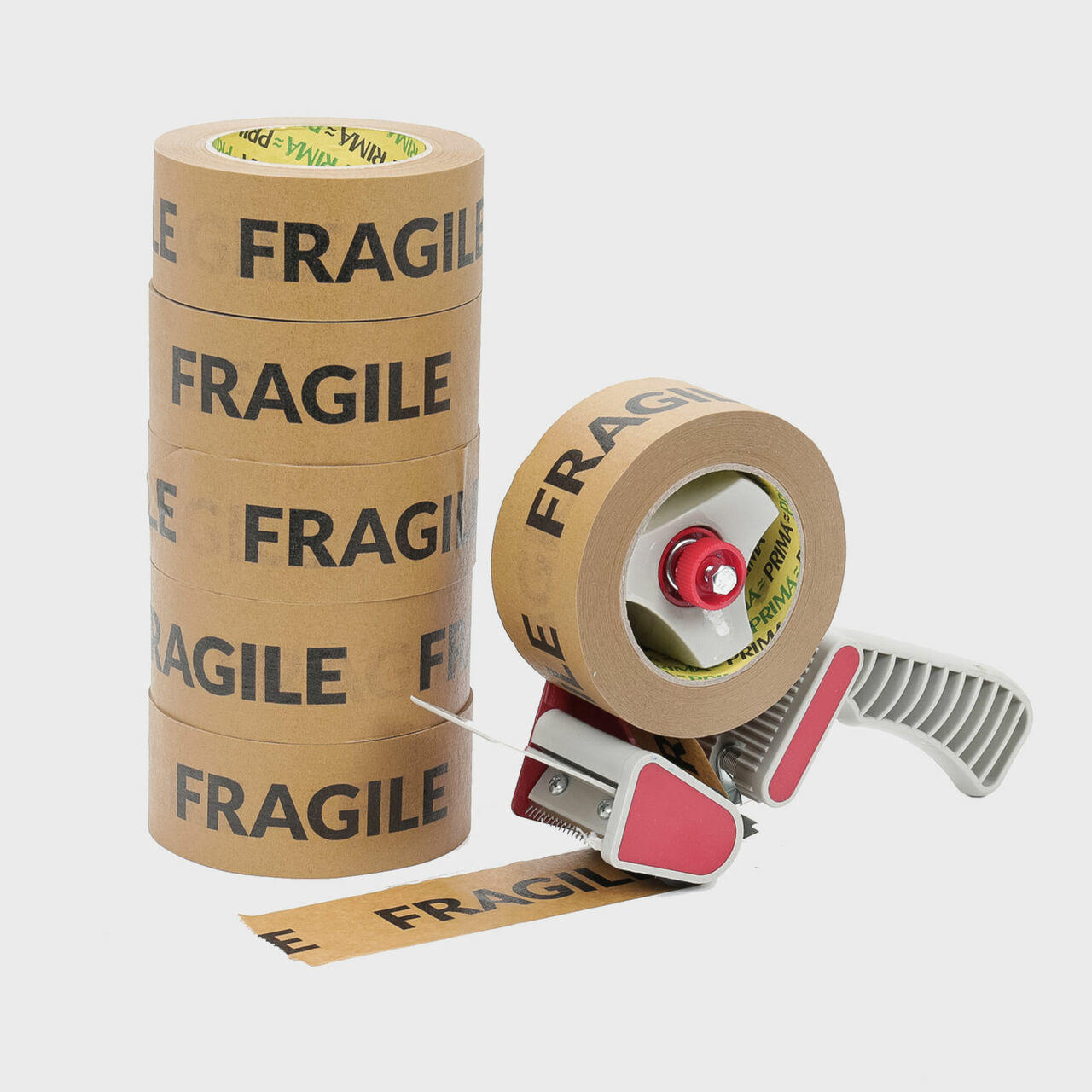 Fragile Kraft Paper Tape x 6 with Dispenser 50mm x 50M FRAGK6