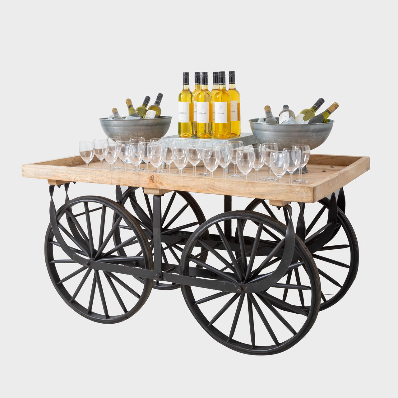 Wooden Market Cart & Table Display Set  RD/WTC