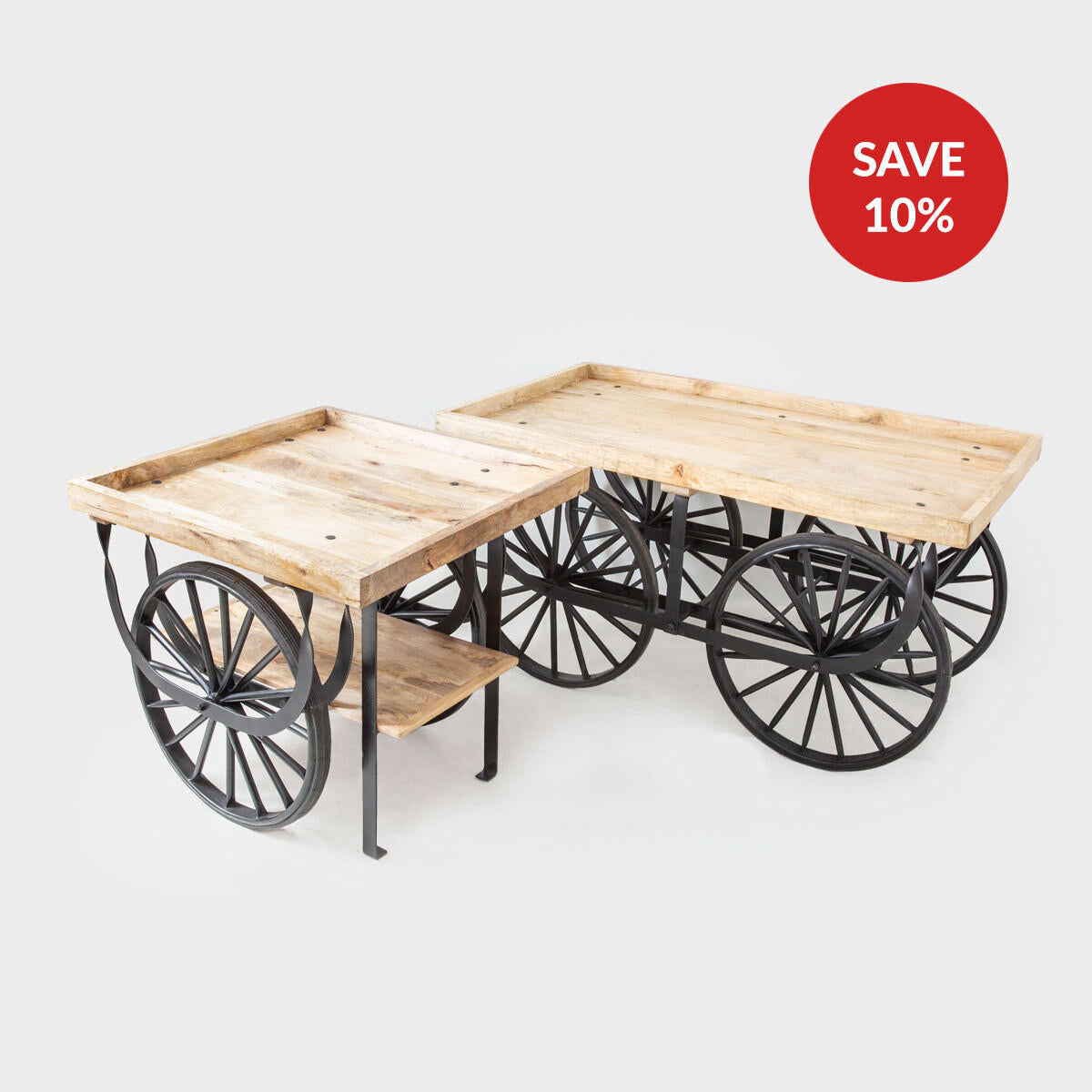 Wooden Market Cart & Table Display Set  RD/WTC