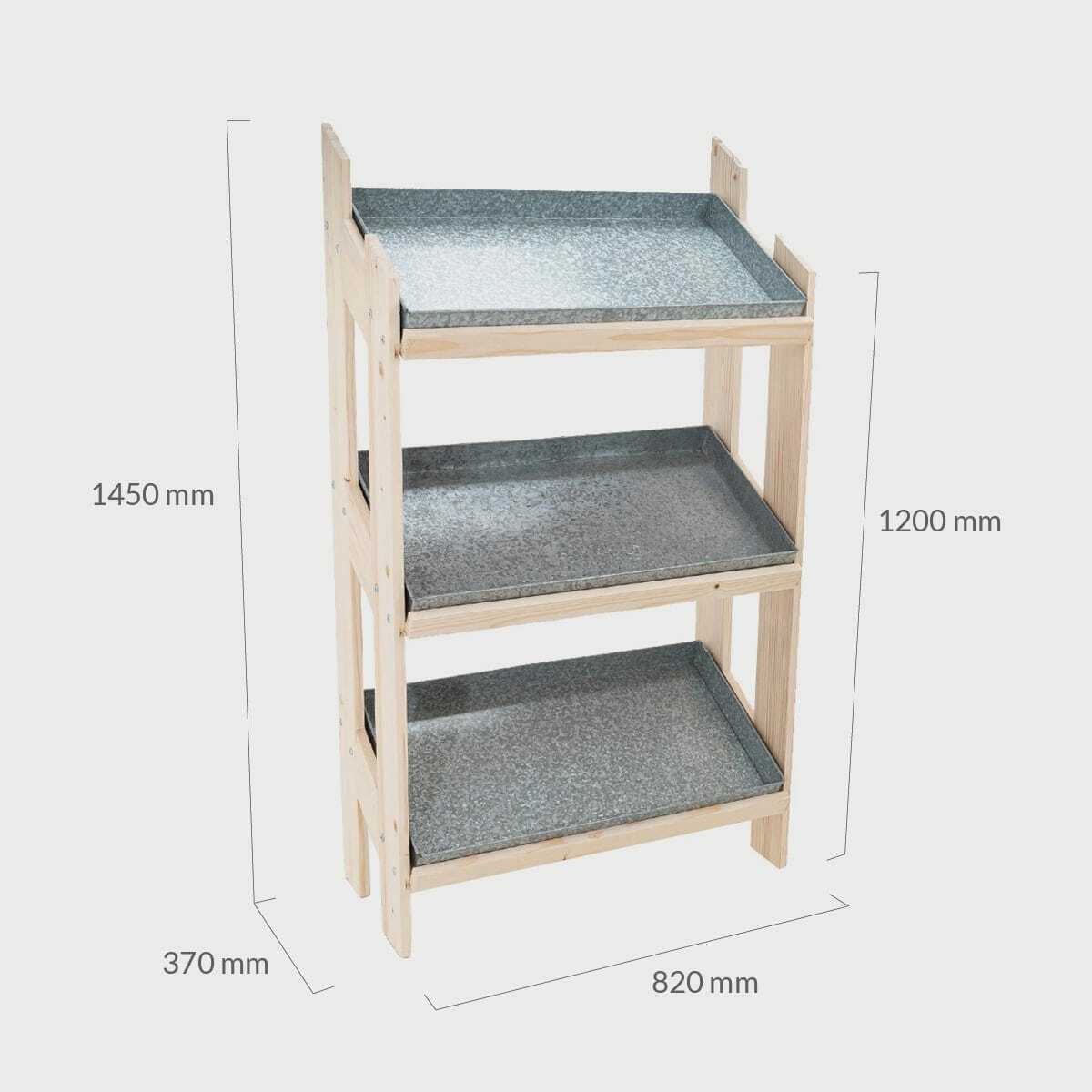 Retail Stand with Galvanised Metal Trays - 820mm pk 1