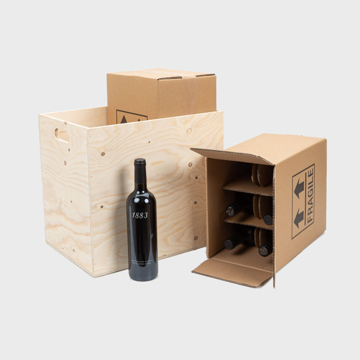 12 Bottle Wooden Box with Protective Insert and Drop On Lid pk 1 W12XW