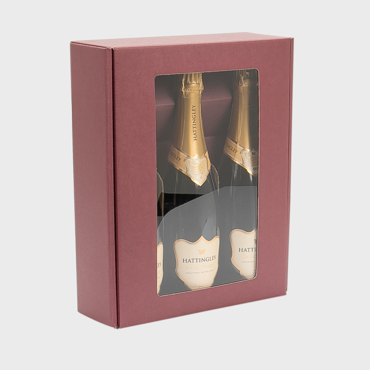 3 Bottle Burgundy Gift Box with Window pk 30 WB35426