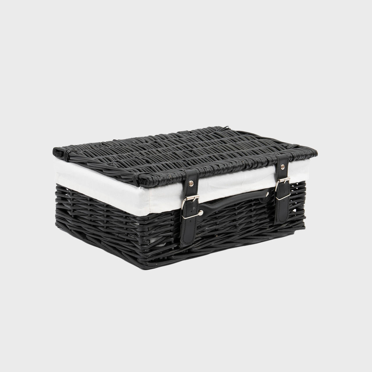 14inch Black Wicker Hampers with White Liner (pk 1)  WBK14WL