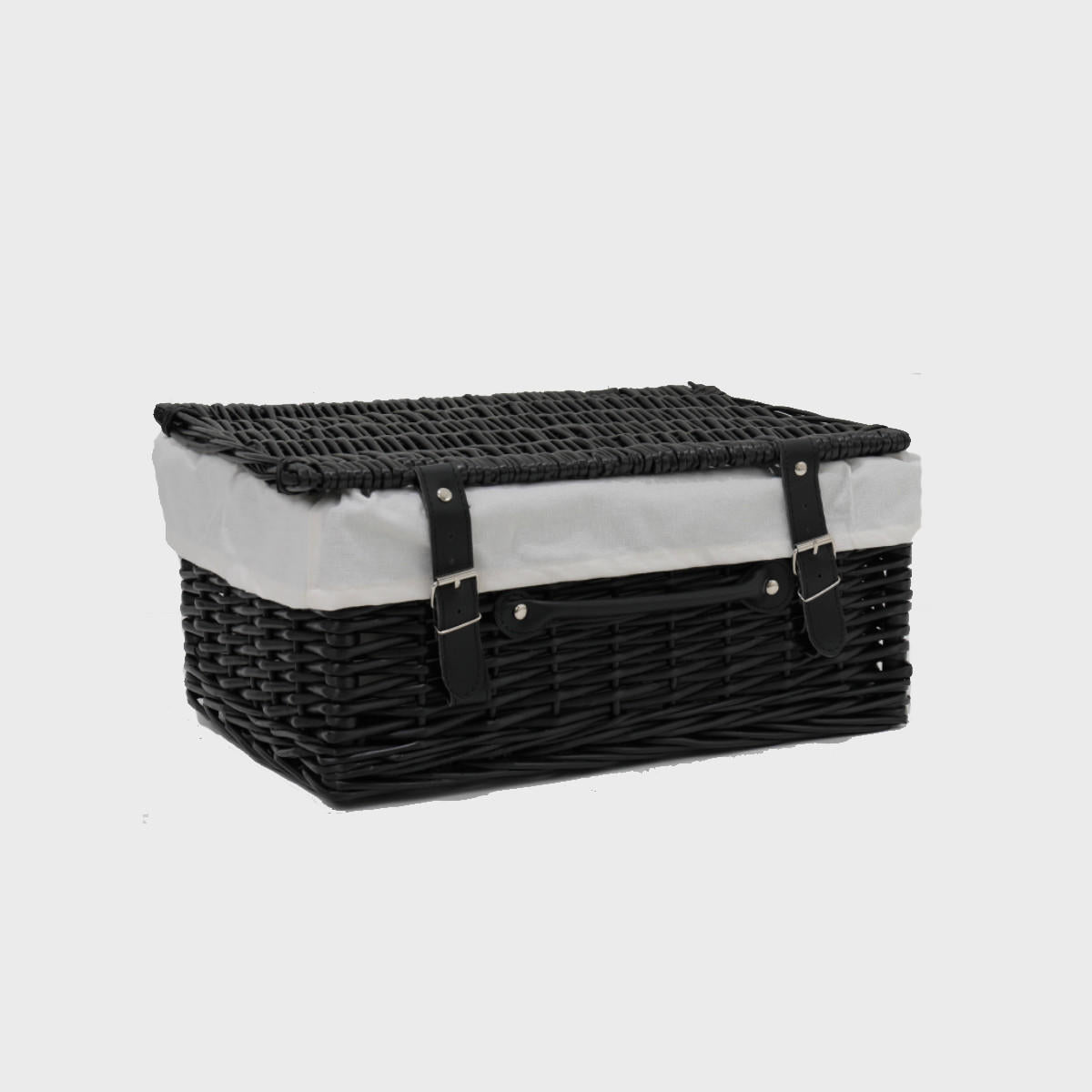 16inch Black Wicker Hamper with White Liner (pk 1)  WBK16WL